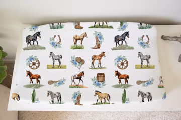 Changing Pad Covers With Horses, Cowgirl Nursery, Crib Bedding With Horses, Western Changing Pad Cover, Cowgirl Nursery Sets, Foal Nursery