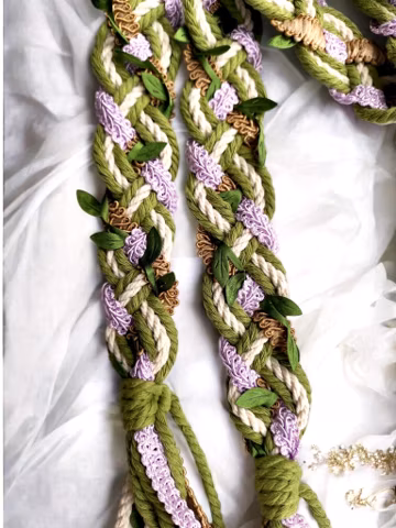 Personalized Handfasting Cord Green Leaves, Celtic Knot Wedding Cord, Pagan Ceremony Handfast, Hand fasting, Celtic Handfasting Cord