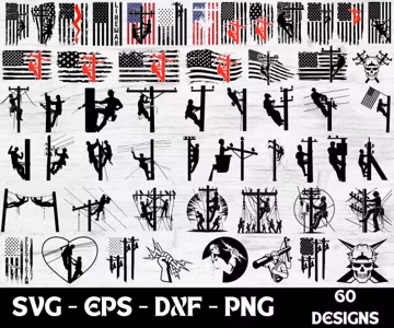 Lineman SVG Bundle – Flag, Power Lineman, Lineworker, Electrician Cut Files Digital Download