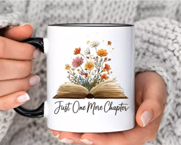 Just One More Chapter with Floral Open Book Design Mug Gift Retro Book Lover Mug Bookish Mug Gift for reader Book Club Mug Librarian Gift