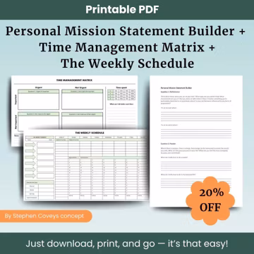 Stephen Covey Time Management Matrix & Weekly Schedule (Printable PDF)