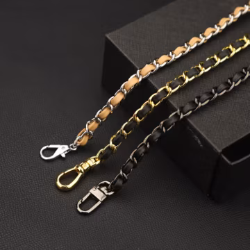 Leather & Metal Chain Bag Strap: Interchangeable Purse Strap