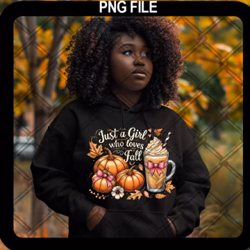 Just A Girl Who Loves Fall PNG: Pumpkin Spice Design (Digital Download)