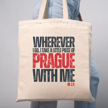 Personalized Prague Tote Bag: Custom Initials, Cotton Travel Souvenir