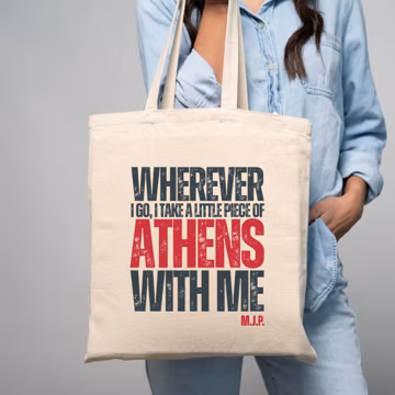 Custom Athens Cotton Canvas Tote Bag: Monogrammed Travel Souvenir