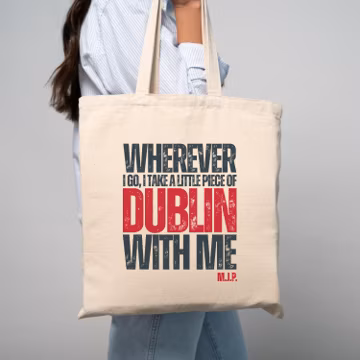 Custom Dublin Tote Bag: Irish Travel Souvenir, Monogrammed Cotton Canvas