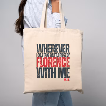 Florence Quote Canvas Tote Bag: Italian Travel Reusable Shopping Bag