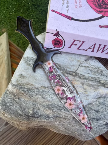 Flawless Inspired Dagger Bookmark, Western Romance Resin Bookmark, Cowboy Romance Gift, Floral Bookish Bookmark, Handmade Reader Gift
