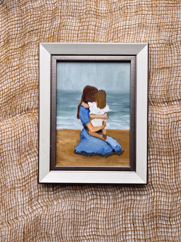 Mother and baby Original oil painting Hand-painted artwork Custom paintings nursery wall art