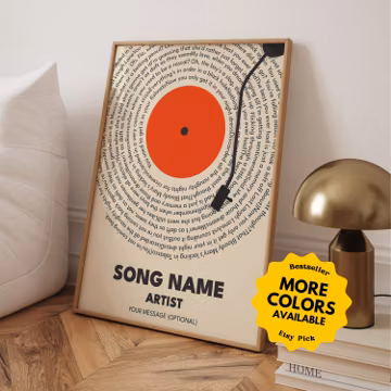 Custom Song Lyrics Print - Personalized Music Lover Gift, Customizable Wedding Anniversary Wall Art