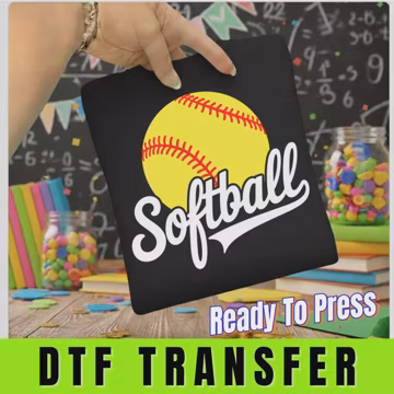 Softball Ball DTF Transfer, Ready To Press Softball Design, Custom DTF Print for Team Apparel, Game Day Shirt Transfer, Fastpitch Gift
