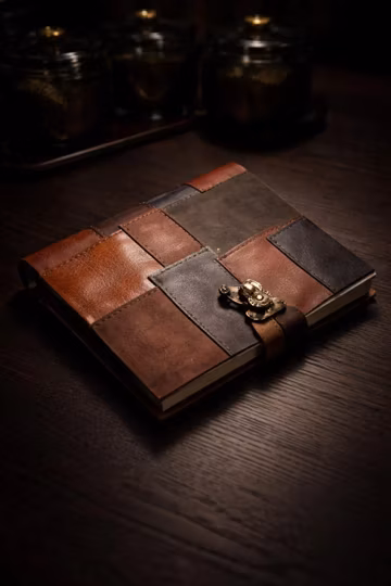 Handcrafted Leather Patchwork Journal | Vintage Clasp, Travel Notebook