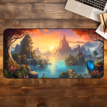 Paradise Island Desk Mat: Tropical Landscape XL Mouse Pad