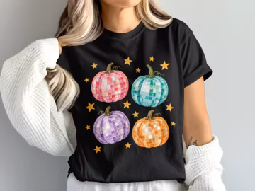 Disco Pumpkin Shirt, Retro Halloween Shirt, Groovy Fall Tee, Pastel Pumpkin Shirt, Cute Spooky Season Tee, Comfort Colors
