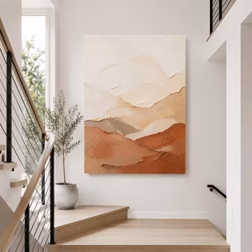 Abstract Textured Wall Art, 3D Canvas Painting, Neutral Landscape Artwork, Handmade Impasto Art, Modern Living Room Decor, Housewarming Gift
