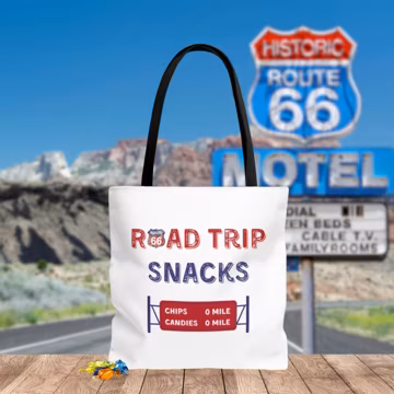Road Trip Snacks Bag, Route 66 Tote