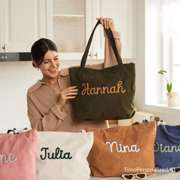 Custom Corduroy Tote, Embroidered Corduroy Bag, Holiday Gift, Birthday Gift, Eid Gift, Bridesmaid Gift, Custom Gift Bag, Mother’s Day Gift