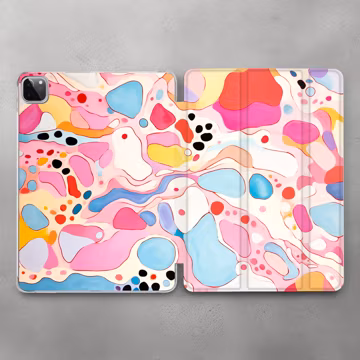 Abstract Colorful Spots iPad Case, Modern Art Cover
