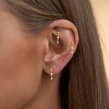 Titanium Dangle Rook Piercing Jewelry, Threaded Flat Back Stud Earring, Rook/Cartilage/Conch/Tragus/Helix Drop Earring
