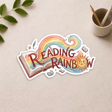 Reading Rainbow Book Sticker - Cute Reader Decal - Library Lover Gift - Literary Art Vinyl - Teacher Classroom Accessory