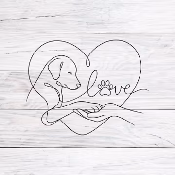 Dog Paw in Hand Svg, One Line Dog Svg, Pet Memorial Svg, Dog Lover Gift, Continuous Line Art, PNG, EPS, Cricut Cut File Download