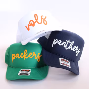 Custom Team Name Hat for Game Day Puff Print Trucker Hat for Sports Mom Gift Personalized Team Hat Cute Team Spirit Hat Back to School Hat