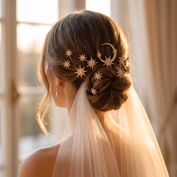 Moon Star Bridal Hair Pins Celestial Keepsake Gift Astrology Accessory