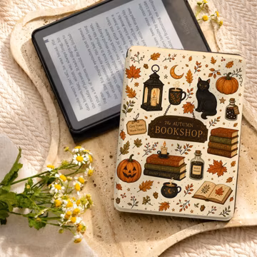 Personalized Kindle Case, Personalized Autumn Bookshop Kindle Case, Vintage Halloween Paperwhite Cover, Graduation Gift for Book Lover