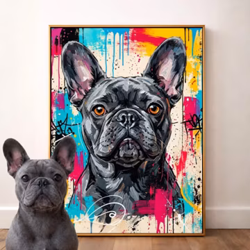 Custom Graffiti Dog Portrait | Colorful Dog Pop Art Canvas | Personalized Pet Painting | Modern Street Art Dog Memorial Gift | 102 Styles