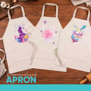 Personalized Mermaid Apron Gift Custom Name Kids Apron Ocean Sea Life Design