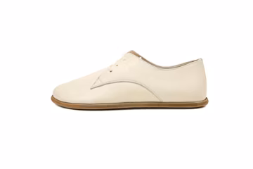 Men's Handmade Cream Leather Oxford Shoes - Zero Drop Sole