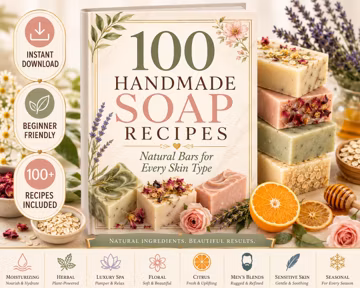 100 Handmade Cold Process Soap Recipes Ebook | Natural Soap Making Guide | Instant PDF Download