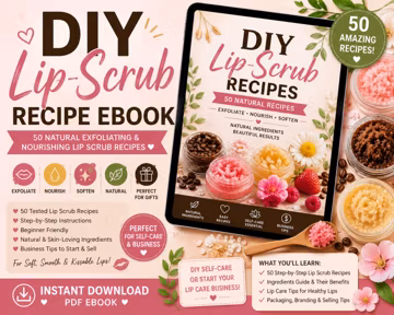 DIY Lip Scrub Recipe Ebook | 50 Recipes PDF | Beauty Business Ideas | Instant Download