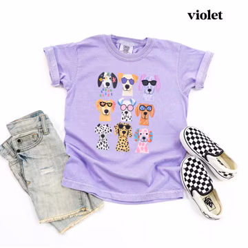 Comfort Colors®Cute Dog Kids Dog Shirt, Colorful Puppy Graphic Tee for Kids, Dog Lover Kids T-Shirt, Toddler Dog Shirt, Fun Kids Outfit