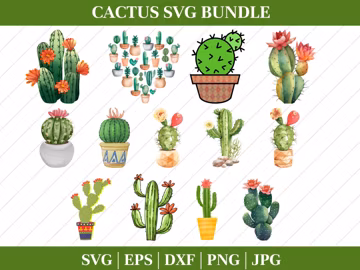 Cactus SVG Bundle: Cut Files for Cricut & Silhouette (Instant Download)