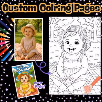 Custom Coloring Pages from photo, Personalized Coloring Book Pages, Photo To Coloring Pages, Coloring Pages Gift, Digital Download