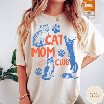 Cat Mom Club Comfort Colors® T-Shirt, Cat Mom Shirt, Cat Lover Gift, Cute Cat Shirt, Cat Owner Tee, Funny Cat Mom Tee, Pet Lover Shirt
