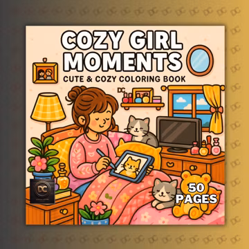 Cozy Girl Moments Coloring Book, Bold and Easy Coloring, Printable Coloring, iPad, Procreate, Girl Moments Coloring Pages Coco wyo Coloring