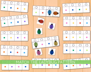 Ladybug Pattern Activity, Direction and Color Matching Game, Early STEM Learning, Ladybird Coding Path