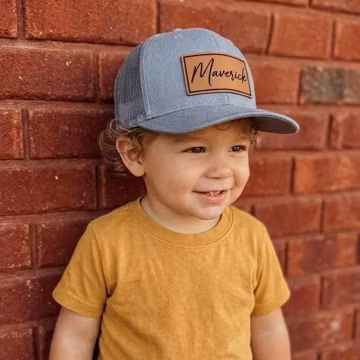 Back to School Name Hat | Personalized Leather Patch Snapback Trucker Cap | Custom Kids Boy Girl School Year Gift Idea Cute family group hat