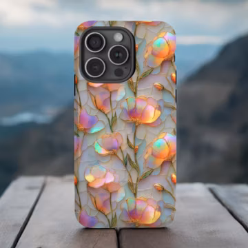 Opalescent Floral Phone Case | Stained Glass Style