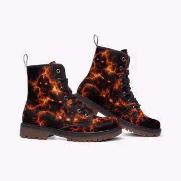 Evil Skull Boots Halloween Combat Boots Halloween Casual Vegan Leather Lightweight boots