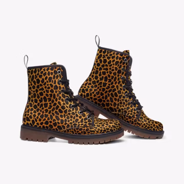 Leopard Print Boots Animal Print Combat Boots Leopard Print Casual Leather Lightweight boots MT