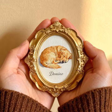Custom Hand-Painted Pet Memorial Portrait– Dog or Cat Remembrance Gift,Pet Loss Keepsake with Ornate Mini Frame,Pet Memorial,Christmas gifts