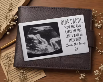 Custom Metal Ultrasound Photo Wallet Card,First Father's Day Gifts,Sonogram Wallet Insert,Pregnancy Reveal Gift,New Dad Gift,Dad To Be Gift