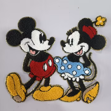 Mouse Couple XL Chenille Patch Duo • Large Iron On Applique for Sweatshirts & Jackets • Cartoon Mouse Patches • DIY Clothing Embellishment