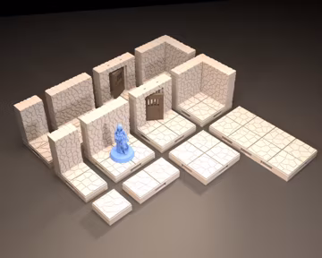 Basic set of 12 STLs • Quarried Stone series of Dungeon Tiles • 3D printable modular Terrain with Magnetic Bases for Tabletop RPG