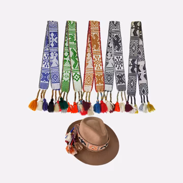 Handwoven Peruvian Wool Hat Band | Western Cowboy Style Fedora Tassel