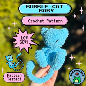 Bubble Cat Baby Crochet Pattern: Amigurumi Tutorial (PDF Digital Download in English)