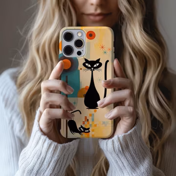 Atomic Cat Midcentury Modern Case Retro Phone Cat Iphone Case Slim Protection Vintage Kitty Design Gift Women Birthday Nostalgic Feline
